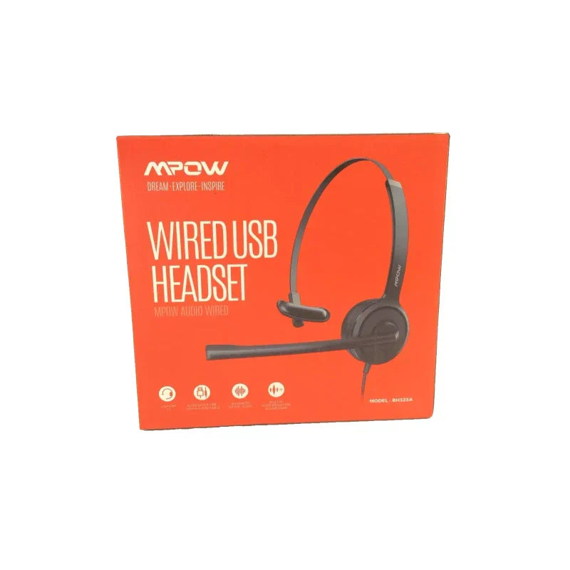 MPOW Audio Wired USB Headset Model BH323A 3.5MM Jack w/Built in Microphone