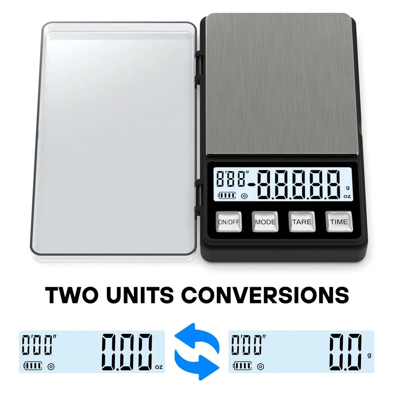 WEIGHTMAN Espresso Scale with Timer 1000g x 0.1g Small & Thin Travel Coffee Scale, Mini Digital Scale Grams and Ounces with Large Backlit LCD Stainless Steel Pocket Food Scale Drip Tray Pulling Scale | WEIGHTMAN