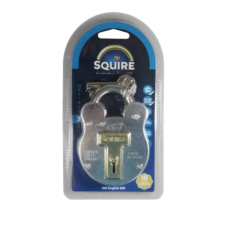 Squire Padlock - 4 Brass Levers Steel - 64mm 660 by Henry Squire