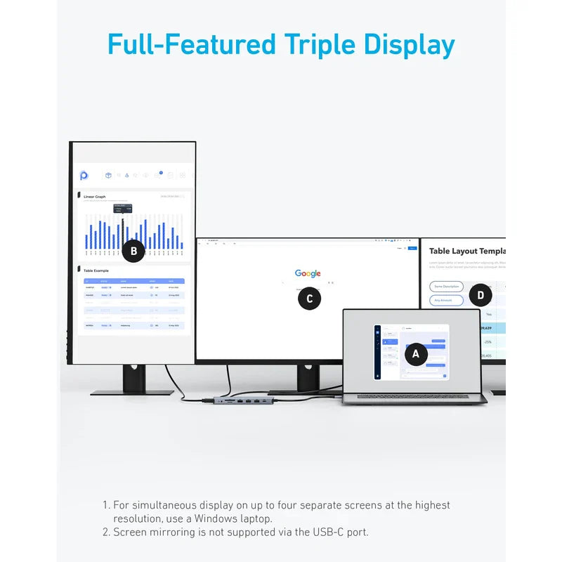 Anker Anker 14 in 1 USB C Docking Station,USB C Hub Triple Display, with 4K HDMI, 1080p VGA, 100W Power Delivery, 5Gbps USB-A/C Data Ports for MacBook, Dell XPS and More