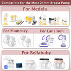 Flange Insert 14pcs 13/15/17/18/19/20/21mm*2 Compatible with Momcozy S12 Pro/S9 Pro/S10/S12/Spectra/Medela/Bellababy/Lansinoh/TSRETE/Willow 24mm Breast Pump,Reduce 24mm Tunnel Down to Correct Size