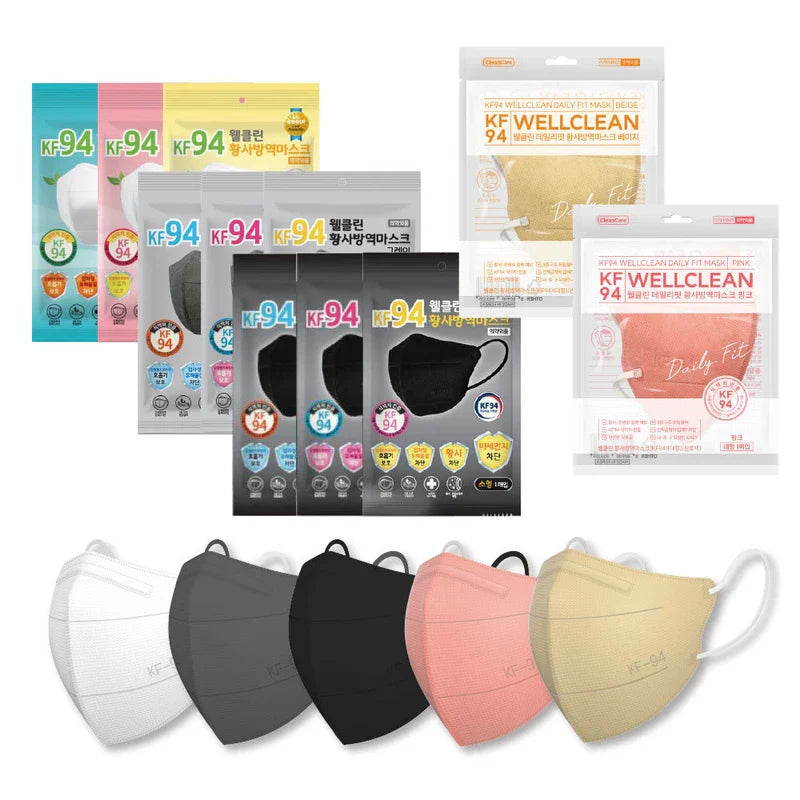 Wellclean KF94 yellow dust prevention mask white/black/grey/beige/pink (large/medium/small) 40 sheets/50 sheets, 50 sheets 50 sheets_black large black large / 웰클린 KF94 황사방역마스크 화이트/블랙/그레이/베이지/핑크 (대형/중형/소형) 40매/50매, 50매50매_블랙 대형블랙 대형