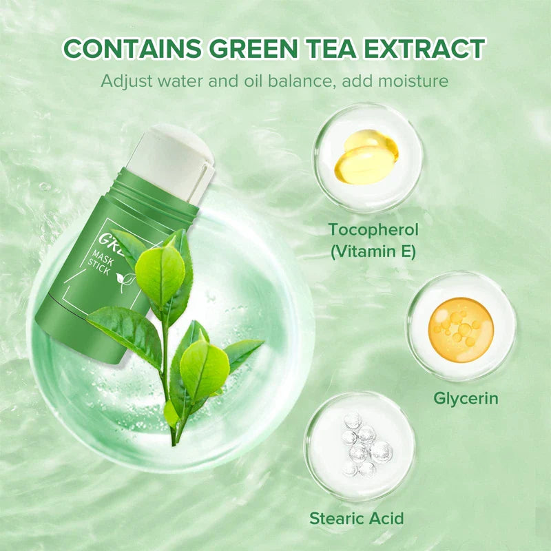 LcoLourx Green Tea Mask Stick for Face, Solid Mask,Poreless Deep Cleanse Green Tea Mask,Anti-Acne Oil Control&Improves Skin,Face Moisturizing(1PCS)
