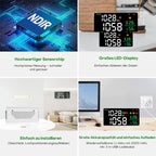 5-in-1 Decibel Meter Wall Mounted DB Meter Sound Level Meter 30-130dB 11 Inch Large LED Display Noise, Time, Temperature & Humidity Meter for Home (Db Meter 2000 mAh)