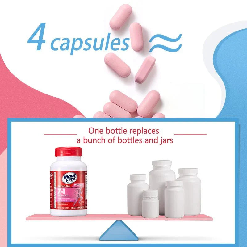 Move Free joint health 7-in-1 Glucosamine Chondroitin Plus Calcium Complex Vitamin  Supplements for Women Multi-Vitamins + Multi-Glucosamine 120 Pills - Specification: Women's Glucosamine+Women's Glucosamine