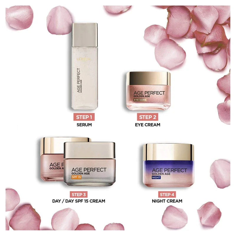L’Oréal Paris Eye Cream, Rosy Radiant Care,Corrects Dark Circles, Anti-Sagging, for Mature to Dull Skin, Age Perfect Golden Age, 15ml