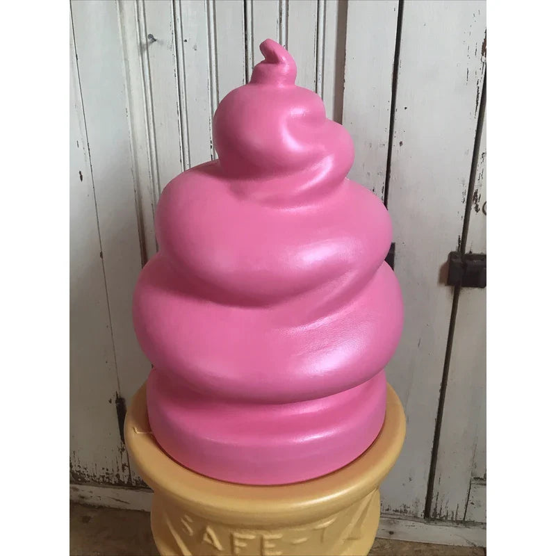 SAFE T CUP tm Blow Mold Giant Plastic Ice Cream Cone Strawberry  Swirl Safe T Cup Display 26”