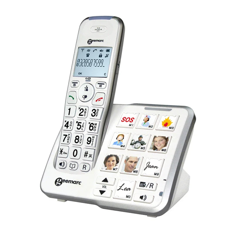 Geemarc AMPLIDECT 295 PHOTO cordless seniors phone answering machine, Foto-Tasten Beleuchtetes D