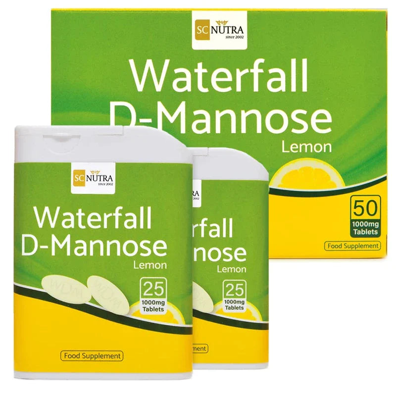 Waterfall D-Mannose with Lemon | Birch D-Mannose blended with natural lemon juice | Natural Vitamin C content | 50 x 1000mg Chewables