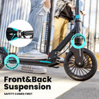 Aero A230 Adult Kick Scooter for Teens 12 or 14 Years and up, Adults Scooters with Disc Brake, Rubber Mat, Double Shock Absorption, ABEC-7 Bearing, Max 250 lbs, Foldable and Height Adjustable