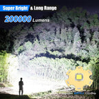 Goreit Flashlight High Lumens Rechargeable, 200000 Lumen Led Flashlights XHP70.2 USB Super Bright Flash Light Battery Powered, Powerful Handheld Flashlights for Emergencies Camping, IP67 Waterproof