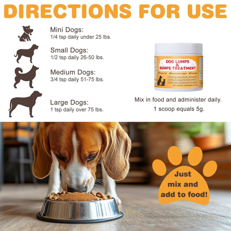 Lumps and Bumps Dog Supplement – Turkey Tail Mushroom Powder for Dogs Lipoma, Immune Support & Increased Energy, 3.52 oz
