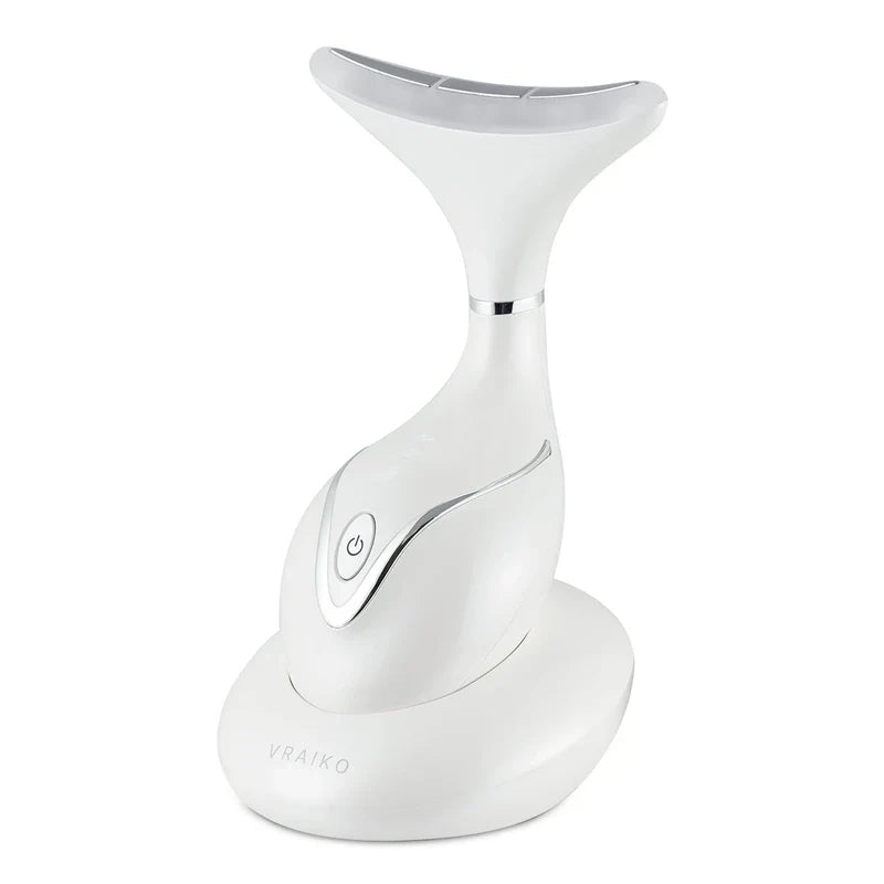 VRAIKO Iris Neck Face Massager, Pro Face Sculpting Tool with Charging Base, All-in-1 Facial Device for Skincare, Enhanced Absorption, and Home Facial Spa (Pearl White)