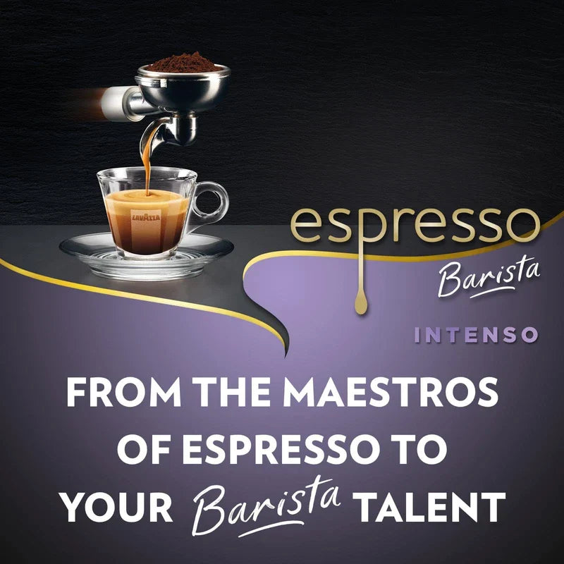 Lavazza, Espresso Barista Intenso, Coffee Ground, 2 x 250 g, Ideal for Moka Pots, with Aromatic Notes of Cocoa and Wood, Arabica and Robusta, Intensity 9/10, Medium Roasting