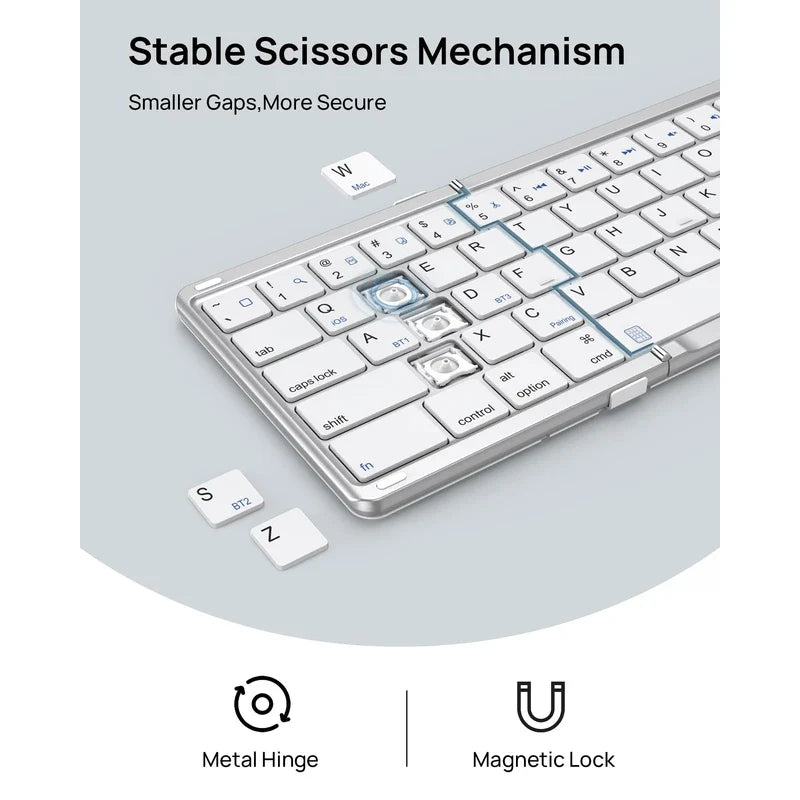 SODI Foldable Keyboard with Sensitive Touchpad, Portable Wireless Keyboard for iMac, Multi Devices, 2 in 1 Pocket-Sized Bi-Folding Portable Key-Board, Travel