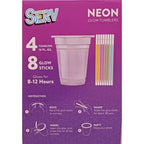 Serv 16 Oz 4 Colors Serv Neon Glow Tumblers For Cold Drinks Glow Sticks NEW 4 PacK