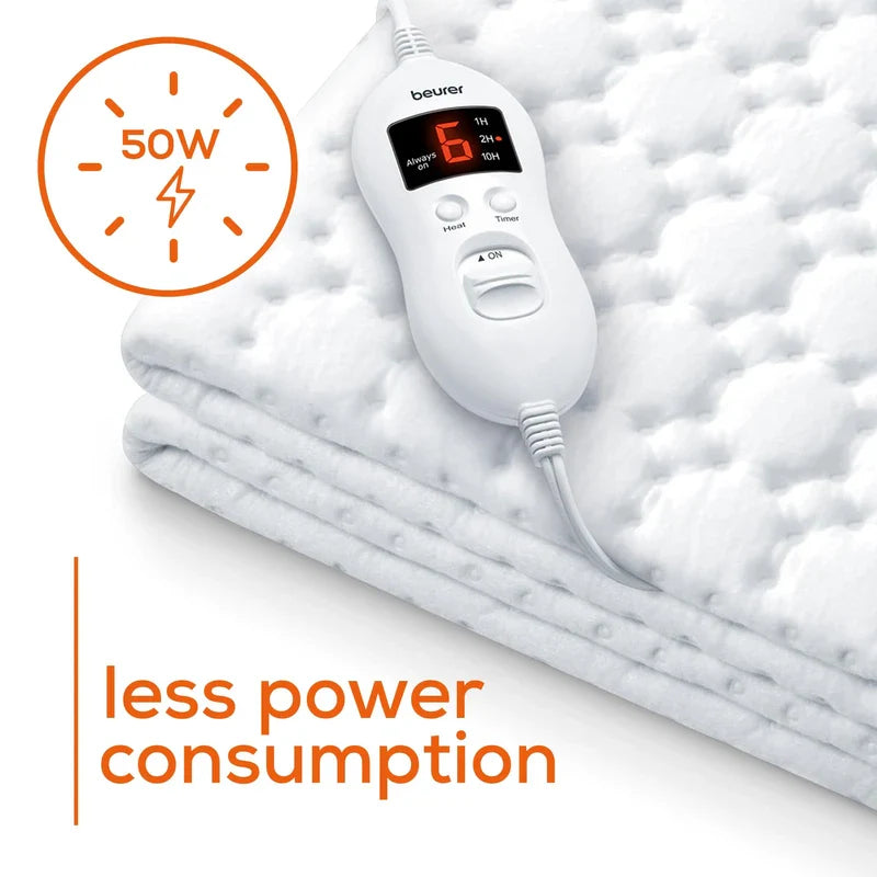 Beurer Beurer UWB55 Heated Underblanket | Electric Blanket with Super Soft Fleece - Personal Heating Pad Warmer with 8 Temperature Settings, Auto Shut-Off and Overheat Safety Features
