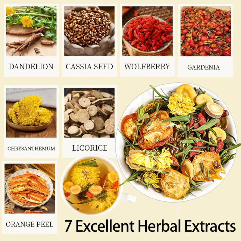 Dandelion Wolfberry Tea - Kidneys & Liver Health Tea, Seven Herbal Ingredients Natural Blend, Dandelion Chinese Wolfberry Tea Bags Organic 120g/12PC (1Bag(12Pcs))