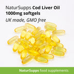 NaturSupps Cod Liver Oil Capsules 1000mg, 365 Capsules, High Strength, Omega 3, NaturSupps