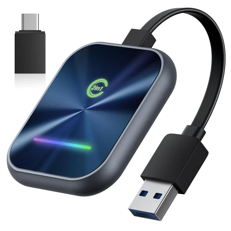 KUKIHO 2025 Version Carplay Wireless Adapter, Android Car Wireless Adapter, Wireless 2 in 1 Converts Wired Android Car/Carplay into Wireless, Suitable for Cars with Android Car and Carplay