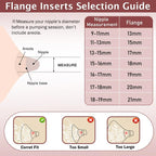 Flange Insert 14pcs 13/15/17/18/19/20/21mm*2 Compatible with Momcozy S12 Pro/S9 Pro/S10/S12/Spectra/Medela/Bellababy/Lansinoh/TSRETE/Willow 24mm Breast Pump,Reduce 24mm Tunnel Down to Correct Size