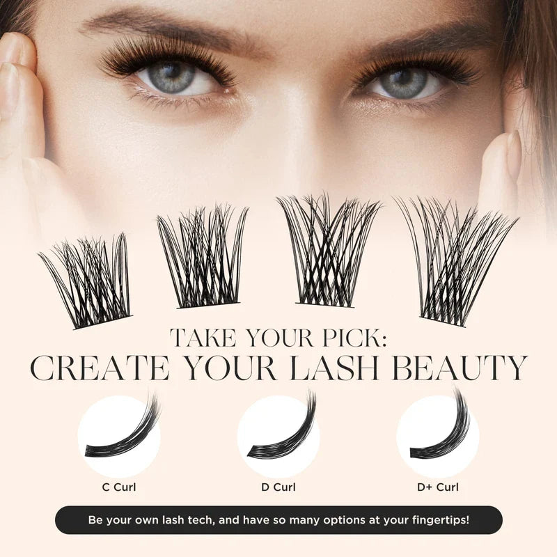 LASHVIEW Pack of 144 Cluster Lashes, DIY Cluster Eyelash Extensions, Mega Volume, Reusable, Individual Lashes, Cluster Volume Look, Super Thin Band & Soft (Volume, C-10-16 Mix)