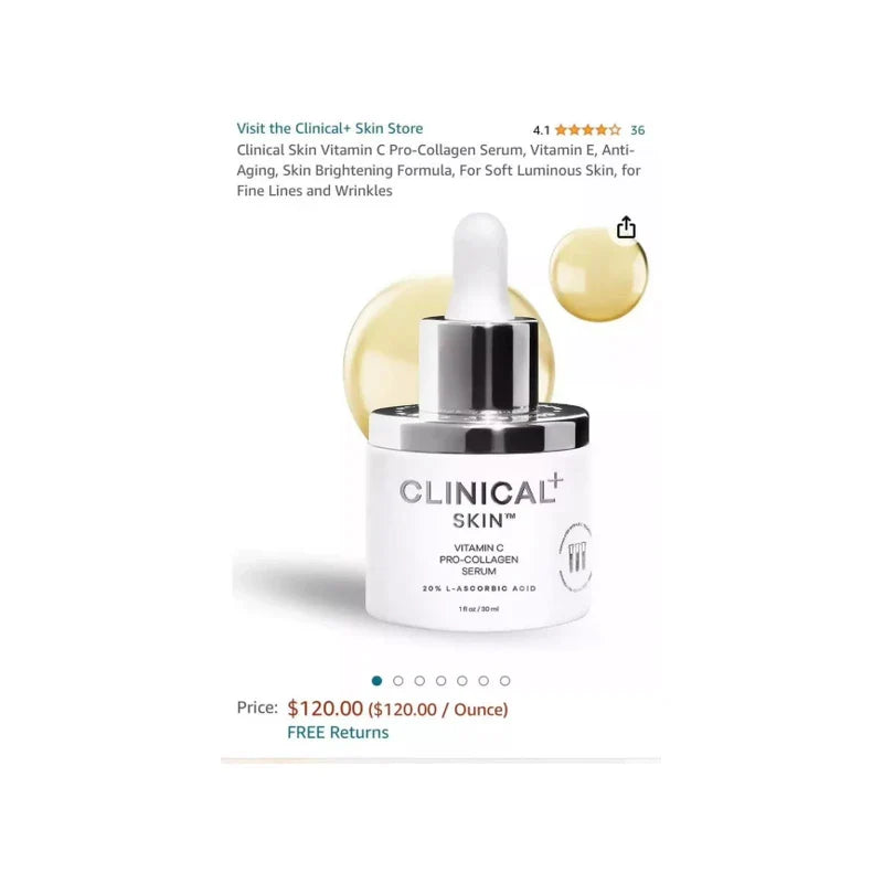 Clinical Skin Vitamin C Pro-Collagen Serum 20% L-Ascorbic Acid - No Box