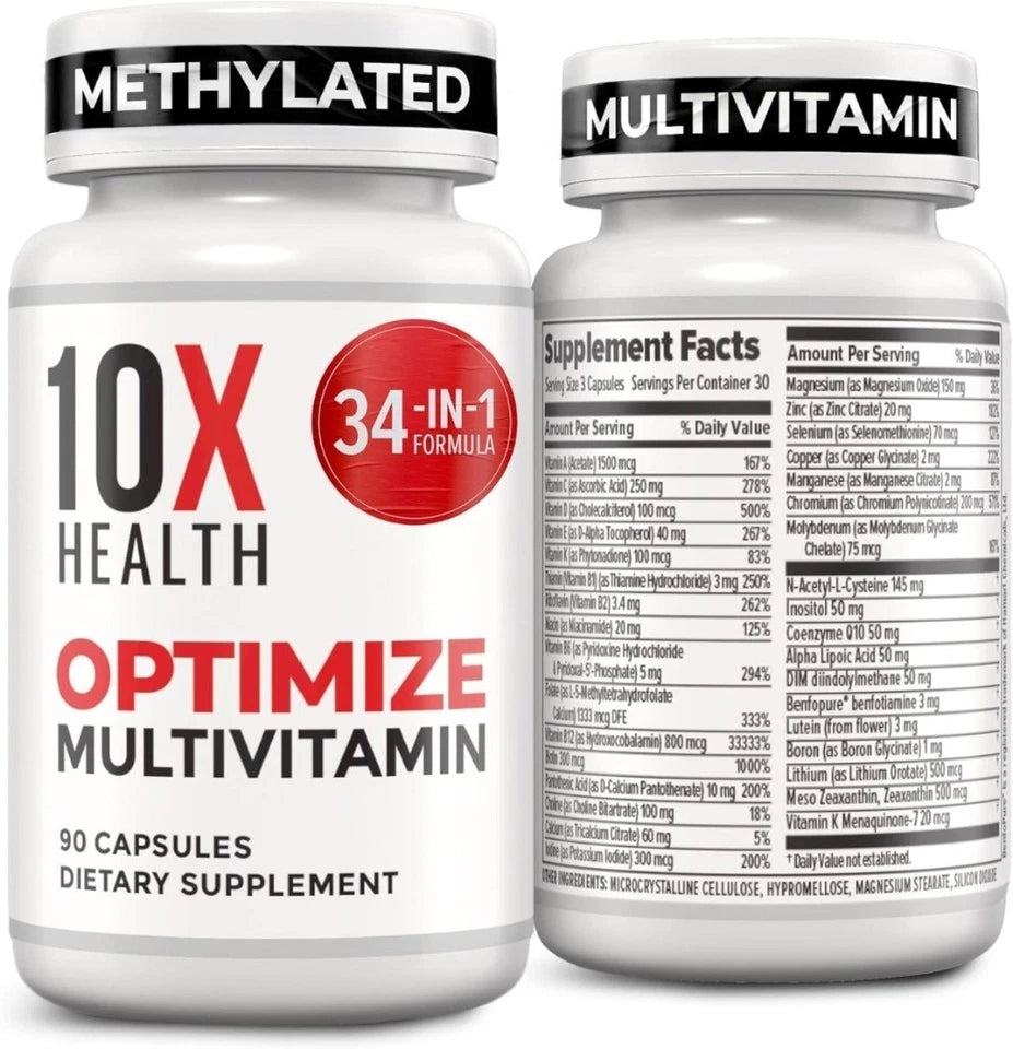 Authentic 10X Health Optimize Methylated Multivitamin 90 Caps 3 PACK