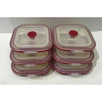 Collapse-it 6-Piece Silicone Food Storage Containers Red Square Set Kitchen