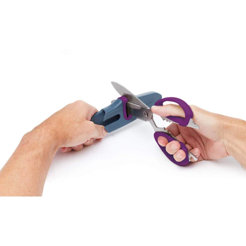 Colourworks 10 in 1 Multifunction Kitchen Scissors with Built-In Edgekeeper Scissor Sharpeners, Bottle Openers, Zester and More, Stainless Steel, Plum, 23 cm