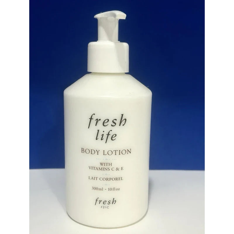 Fresh Life Body Lotion 10oz/300mL w/ Vitamin C & E Pump Bottle