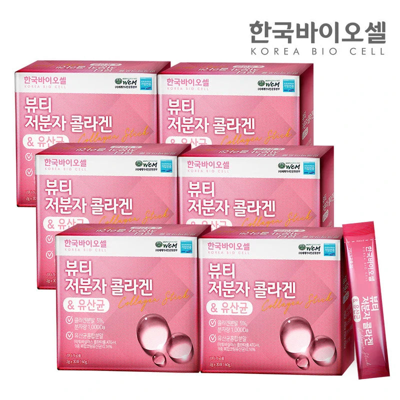 Korea Biocell [On Sale] Korea Biocell Beauty Low Molecular Collagen Lactobacillus 6 Sets (2g x 180 packets) 6 months supply / 한국바이오셀 [온세일]한국바이오셀 뷰티 저분자 콜라겐 유산균 6세트(2g x 180포) 6개월분