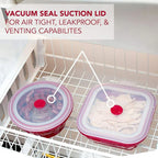 Collapse-it 6-Piece Silicone Food Storage Containers Red Square Set Kitchen
