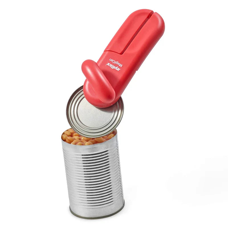 Zyliss MagiCan Manual Can Opener with Lid Release - Heavy Duty Can Opener Kitchen Gadgets - Home Can Opener Manual- Easy to Use Hand Held Can Opener - Effortlessly Open Cans - Compact Design - Red | Zyliss