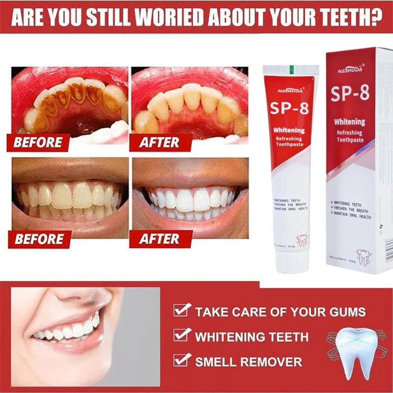 NASHUDA SP-8[Triple Whitening] Probiotic Whitening Toothpaste,Free of Fluoride,Hydroxyapatite,Anti plaque, Oral Health Management - Specification: 1 pcs (Tral Packng)