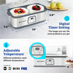 Ultimate Probiotic Yogurt Maker with Adjustable Temperature Control - Make Trillions of Live Probiotics - LIFETIME WARRANTY - material: With Eight 6oz Jars