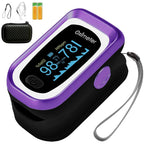SpO2 Pulse Oximeter, Pulse Oximeter with Respiration, Pulse Oximeter with Respiratory, SpO2 Pulse Rate Pulse Oximeter counts (Black Purple)