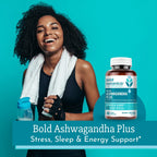 Bold Botanica Bold Ashwagandha Plus –Stress, Mood, Memory & Energy Support - Potent Extracts with Amla & Holy Basil -Triple Adaptogenic Formula—One Capsule Daily- 30 Vegan Caps (1)