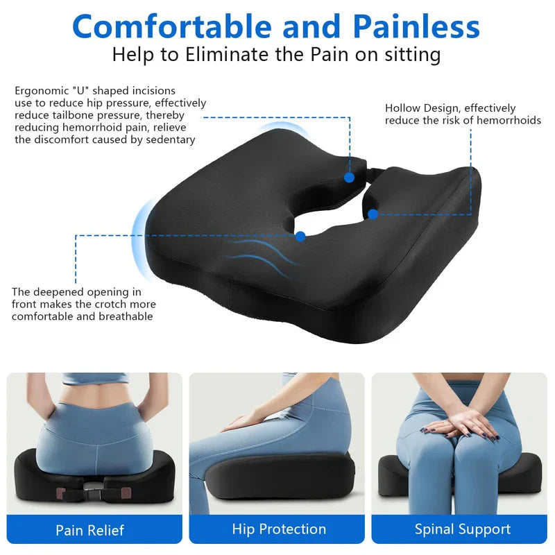 Adjustable Wheelchair Cushions for Tailbone Pain Relief Cushion, Pressure Relief Wheelchair Cushion, Donut Pillow for Hemorrhoids, Bedsores, Prostate, Tail Vertebrae，Sedentary Wheelchair (Black)
