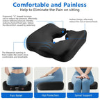 Adjustable Wheelchair Cushions for Tailbone Pain Relief Cushion, Pressure Relief Wheelchair Cushion, Donut Pillow for Hemorrhoids, Bedsores, Prostate, Tail Vertebrae，Sedentary Wheelchair (Black)