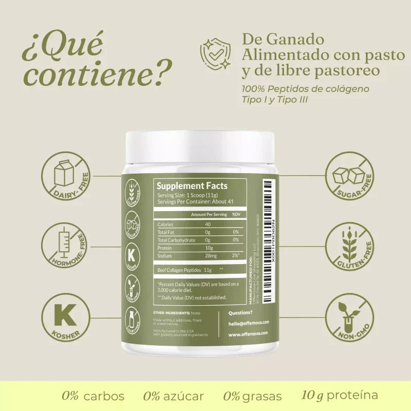 Offernova Colageno Hidrolizado en Polvo - Sin Sabor. Facil Absorcion