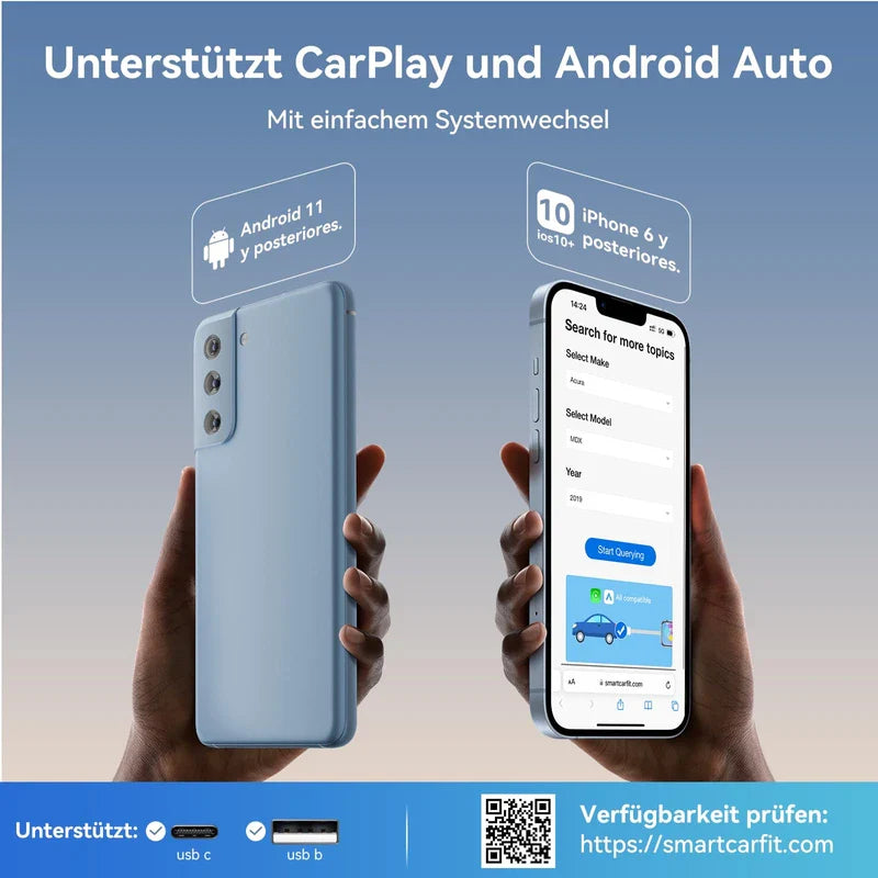 KUKIHO 2025 Version Carplay Wireless Adapter, Android Car Wireless Adapter, Wireless 2 in 1 Converts Wired Android Car/Carplay into Wireless, Suitable for Cars with Android Car and Carplay