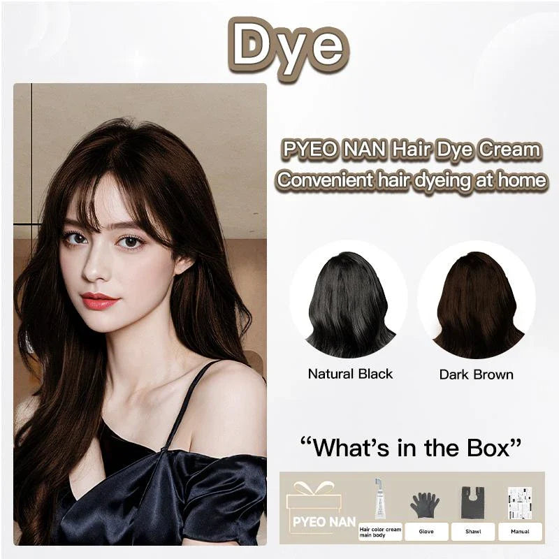 PYEONAN Hair Dye Professional Comb, Natural Plant Extracts, Black or Dark Brown Cream, 2 in 1 Dyeing & Haircare, Easy to Dye Healthy Coloring for Grey Hair 2.8Oz. /80g - Color: Dark Brown (1pc)