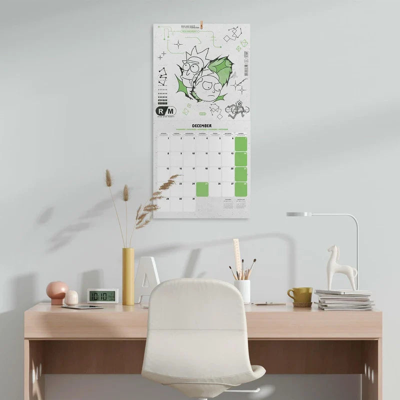 Grupo Erik Calendar 2025 Wall Calendar 2025 Rick and Morty Calendar 2025 Family Planner 30 x 30 cm Annual Calendar 12 Months