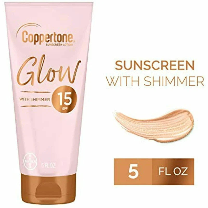Coppertone Lot of 2 Coppertone GLOW SPF 15 Sunscreen Lotion With Shimmer - 5 fl oz