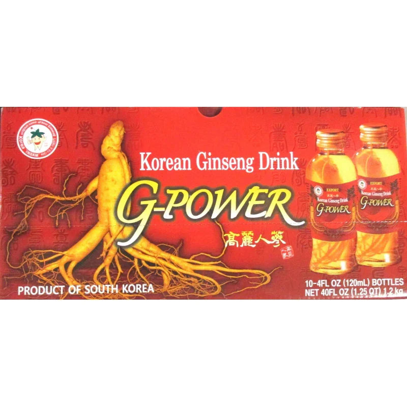 G  POWER LOT OF 1,2, 4, 10 BOTTLE--KOREAN GINSENG DRINK WITH ROOT 120ML(4FL.OZ) - 2 BOTTLE