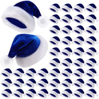 Vicenpal 50 Pcs Santa Hat Bulk Christmas Hat Plush Velvet Party Hat for Men Women Christmas Party Decoration and Supplies(Blue)