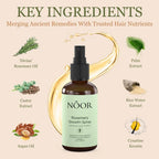 Noor Hair Rosemary Growth Spray - Hair Growth with Rosemary, Green coffee bean, Biotin, Cynatine Keratin, and MCT Oil from Palm Leaves - Thicker Hair - Scalp Itchiness Relief -  2 FL Haircare Nourishing