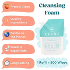 TUSHÉ: Toilet Paper Foam Refill Pouch | Aloe Vera, Witch Hazel, Vitamin E | 100% Flushable | Eco-Friendly Wet Wipe Alternative | Unscented | 250ml (8.45 Fl Oz)
