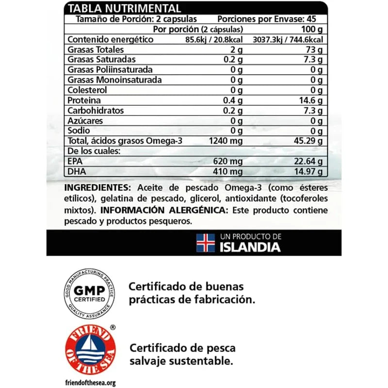 Lysi Omega-3 Forte | 90 Cápsulas | 1030mg EPA + DHA | Aceite de Pescado Salvaje